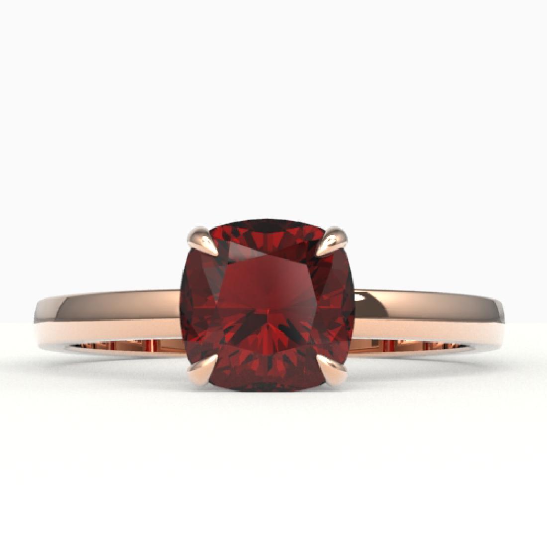 1.50 CTW Cushion Cut Garnet Designer Engagement Ring: REF-20N8Y -22142 ---- 1.50 CTW Cushion Cut Garnet Designer Engagement Ring 14K Rose Gold ---- Luxury Designer Brand Ring Appraised at $1,250 Certificate Number US22142 14k Rose gold, Ring Size is 7, R