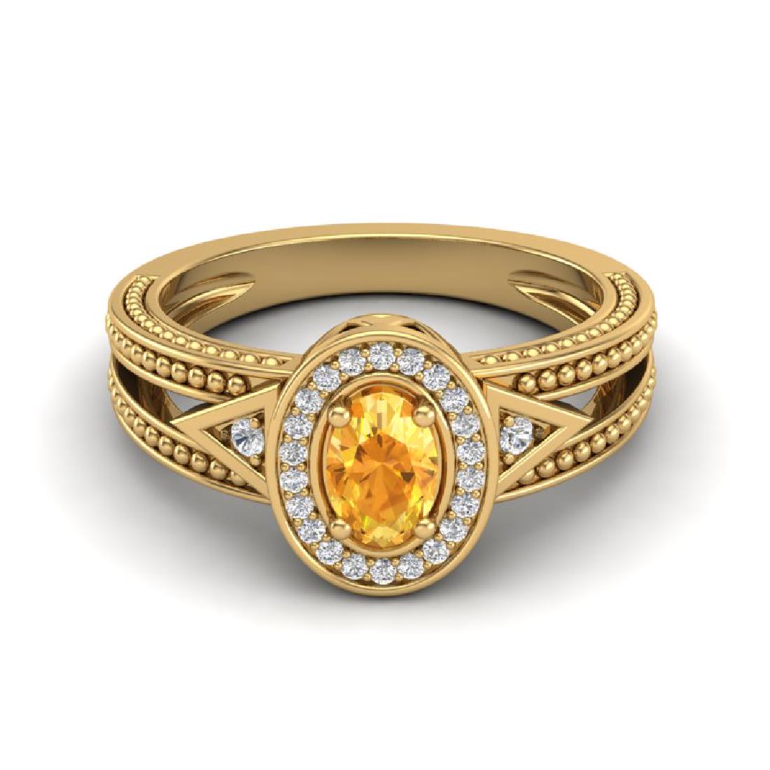 0.53 CTW Citrine & VS/SI Diamond Solitaire Halo Fashion: REF-25T3M -20835 ---- 0.53 CTW Citrine & VS/SI Diamond Solitaire Halo Fashion Ring 10K Yellow Gold ---- Luxury Designer Brand Ring Appraised at $1,500 Certificate Number US20835 10k Yellow gold, Ring 
