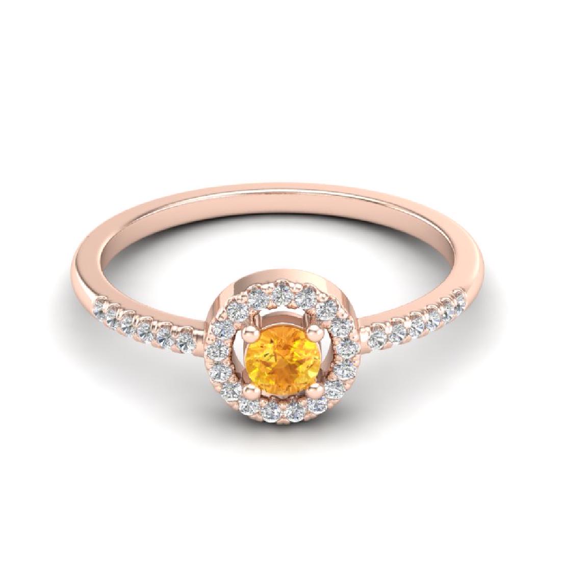 0.50 CTW Citrine & Micro Pave VS/SI Diamond Ring: REF-31A8X -20695 ---- 0.50 CTW Citrine & Micro Pave VS/SI Diamond Ring Solitaire Halo 14K Rose Gold ---- Luxury Designer Brand Ring Appraised at $1,950 Certificate Number US20695 14k Rose gold, Ring S