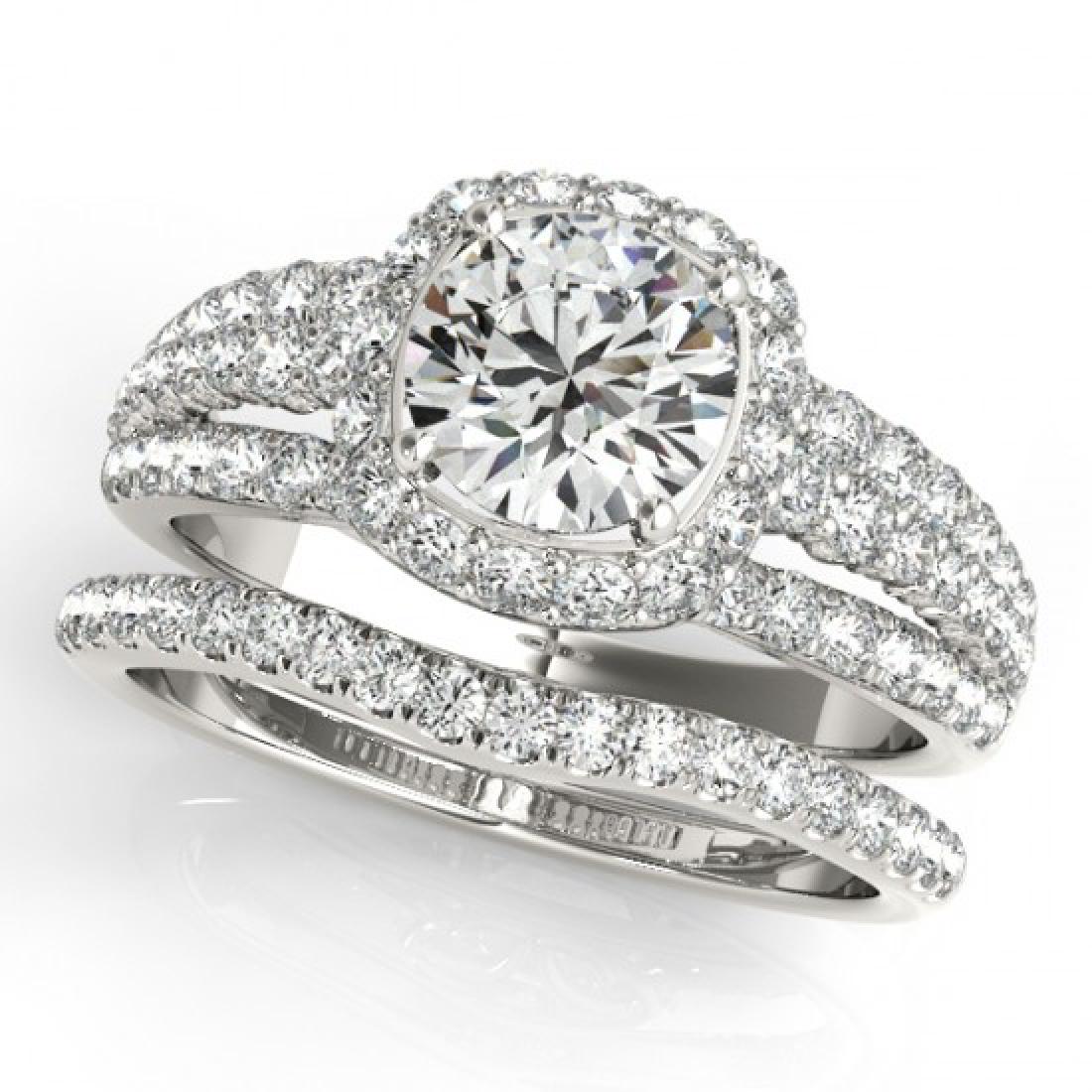 1.94 CTW Certified VS/SI Diamond 2Pc Wedding Set: REF-254W5F -31139 ---- 1.94 CTW Certified VS/SI Diamond 2Pc Wedding Set Solitaire Halo 14K White Gold ---- Luxury Designer Brand 2 Pc Set Appraised at $14,000 Certificate Number US31139 14k White gold