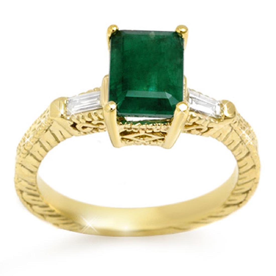 2.45 CTW Emerald & Diamond Ring 10K Yellow Gold: REF-34F2N -11008 ---- 2.45 CTW Emerald & Diamond Ring 10K Yellow Gold ---- Luxury Designer Brand Ring Appraised at $2,250 Certificate Number US11008 10k Yellow gold, Ring Size is 6.75, Ring measuring