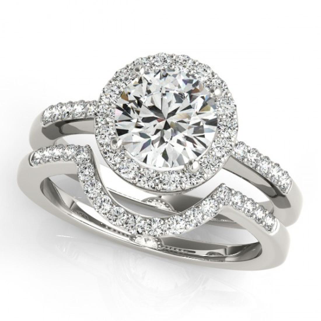 0.67 CTW Certified VS/SI Diamond 2Pc Wedding Set: REF-81F6N -30768 ---- 0.67 CTW Certified VS/SI Diamond 2Pc Wedding Set Solitaire Halo 14K White Gold ---- Luxury Designer Brand 2 Pc Set Appraised at $4,050 Certificate Number US30768 14k White gold, 