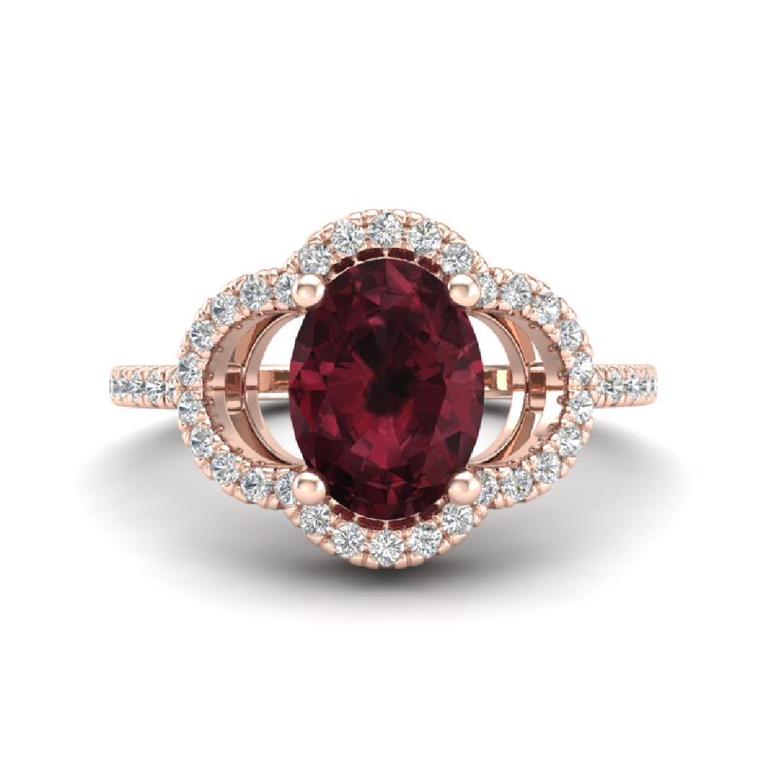 2 CTW Garnet & Micro Pave VS/SI Diamond Ring 10K Rose: REF-33Y3K -20983 ---- 2 CTW Garnet & Micro Pave VS/SI Diamond Ring 10K Rose Gold ---- Luxury Designer Brand Ring Appraised at $2,000 Certificate Number US20983 10k Rose gold, Ring Size is 6.5, Ring me