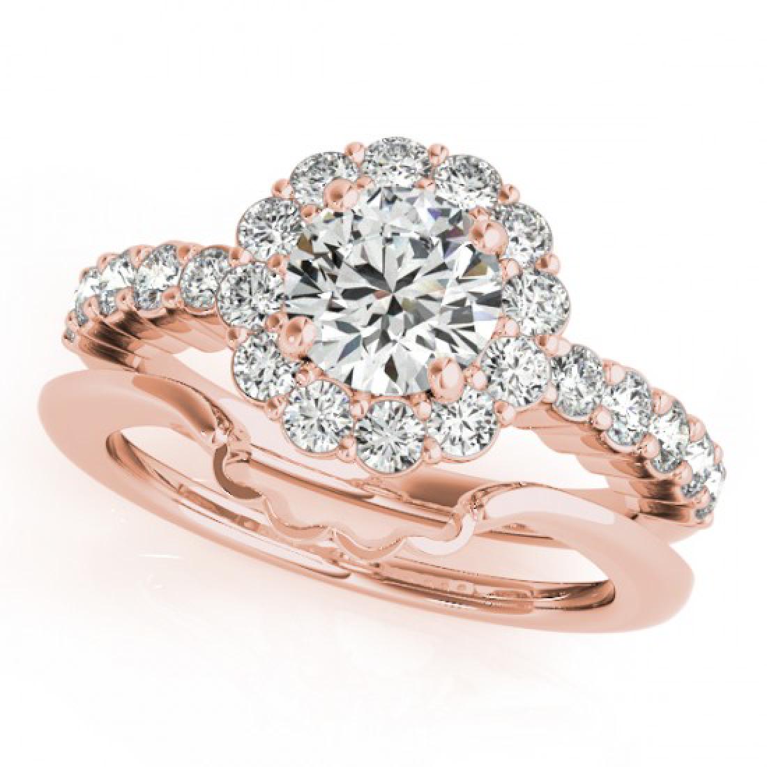 1.75 CTW Certified VS/SI Diamond 2Pc Wedding Set: REF-404H9A -31194 ---- 1.75 CTW Certified VS/SI Diamond 2Pc Wedding Set Solitaire Halo 14K Rose Gold ---- Luxury Designer Brand 2 Pc Set Appraised at $22,250 Certificate Number US31194 14k Rose gold, 