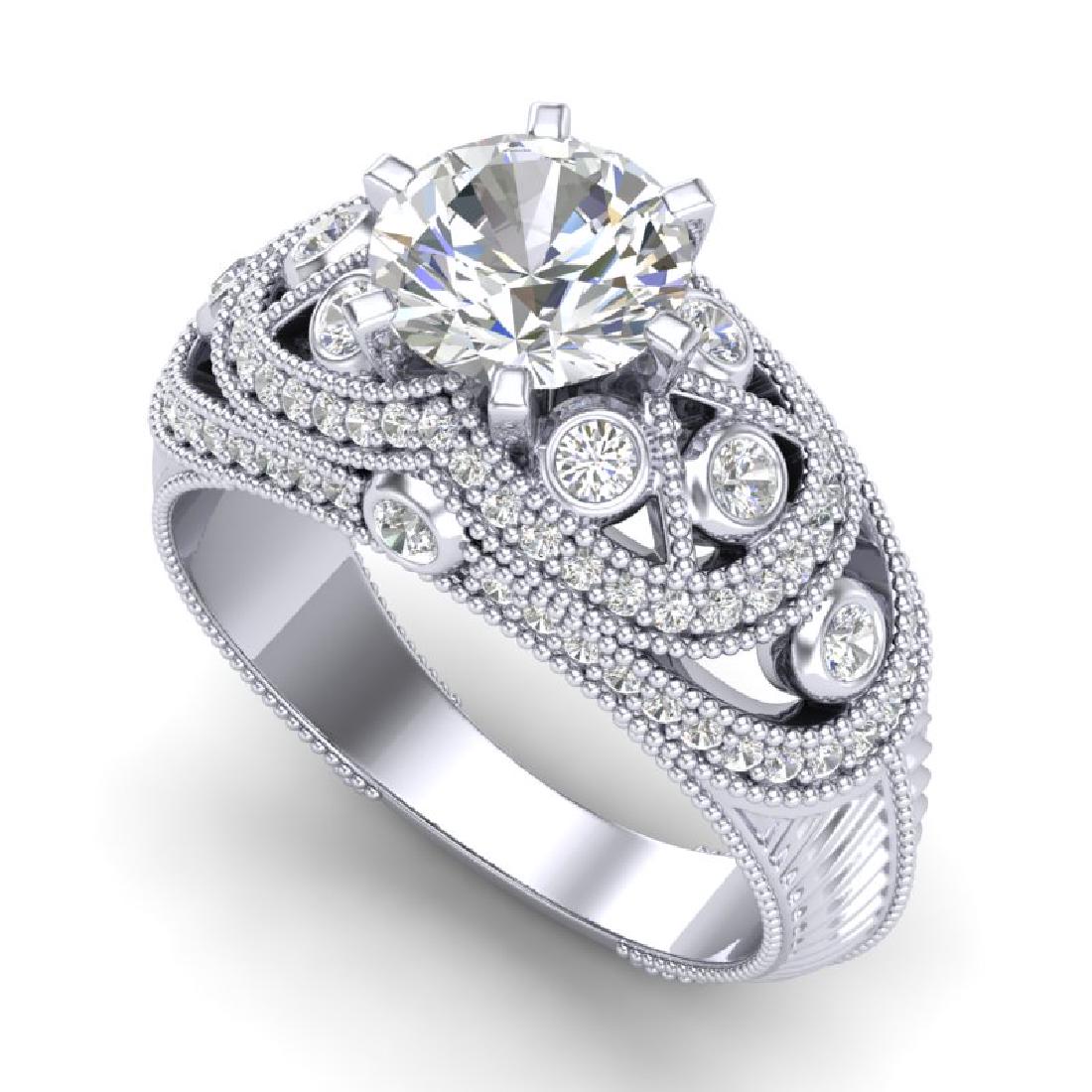 2 CTW VS/SI Diamond Solitaire Art Deco Ring 18K White: REF-581T8M -37112 ---- 2 CTW VS/SI Diamond Solitaire Art Deco Ring 18K White Gold ---- Luxury Designer Brand Ring Appraised at $32,000 Certificate Number US37112 18k White gold, Ring Size is 7, Ring m