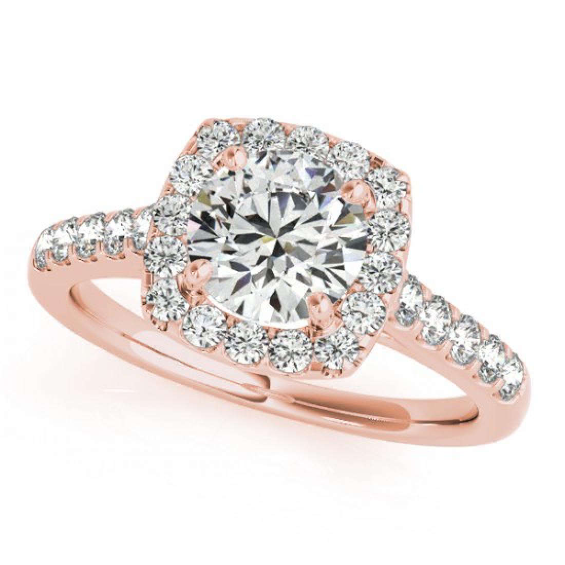 1.35 CTW Certified VS/SI Diamond Solitaire Halo Ring: REF-220F2N -26261 ---- 1.35 CTW Certified VS/SI Diamond Solitaire Halo Ring 18K Rose Gold ---- Luxury Designer Brand Ring Appraised at $10,900 Certificate Number US26261 18k Rose gold, Ring Size is 7,