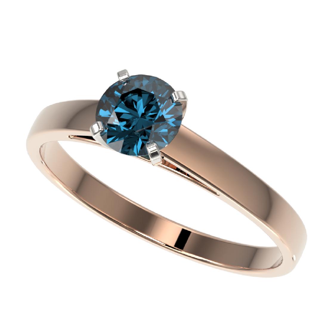 0.77 CTW Certified Intense Blue SI Diamond Solitaire: REF-70X5T -36490 ---- 0.77 CTW Certified Intense Blue SI Diamond Solitaire Engagement Ring 10K Rose Gold ---- Luxury Designer Brand Ring Appraised at $5,150 Certificate Number US36490 10k Rose gold, R