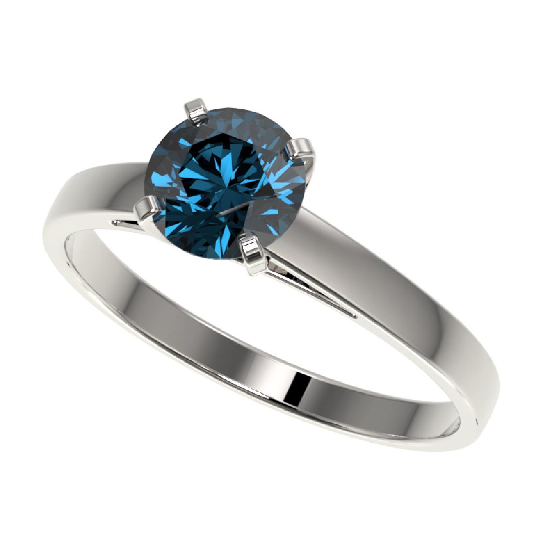 1.06 CTW Certified Intense Blue SI Diamond Solitaire: REF-115N8Y -36520 ---- 1.06 CTW Certified Intense Blue SI Diamond Solitaire Engagement Ring 10K White Gold ---- Luxury Designer Brand Ring Appraised at $9,250 Certificate Number US36520 10k White gold