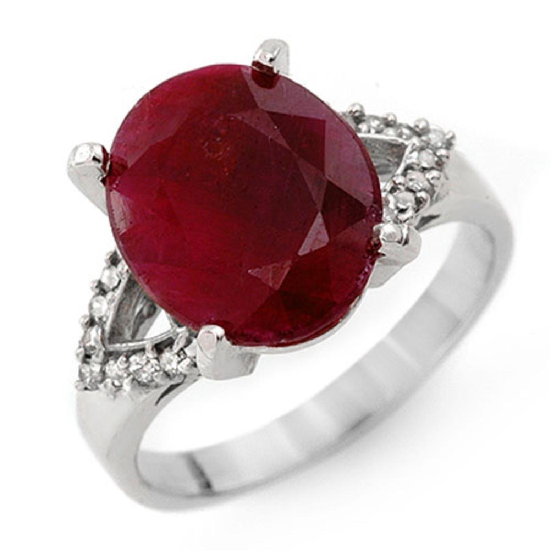 6.50 CTW Ruby & Diamond Ring 10K White Gold: REF-67X6T -12758 ---- 6.50 CTW Ruby & Diamond Ring 10K White Gold ---- Luxury Designer Brand Ring Appraised at $4,450 Certificate Number US12758 10k White gold, Ring Size is 7.5, Ring measuring approx