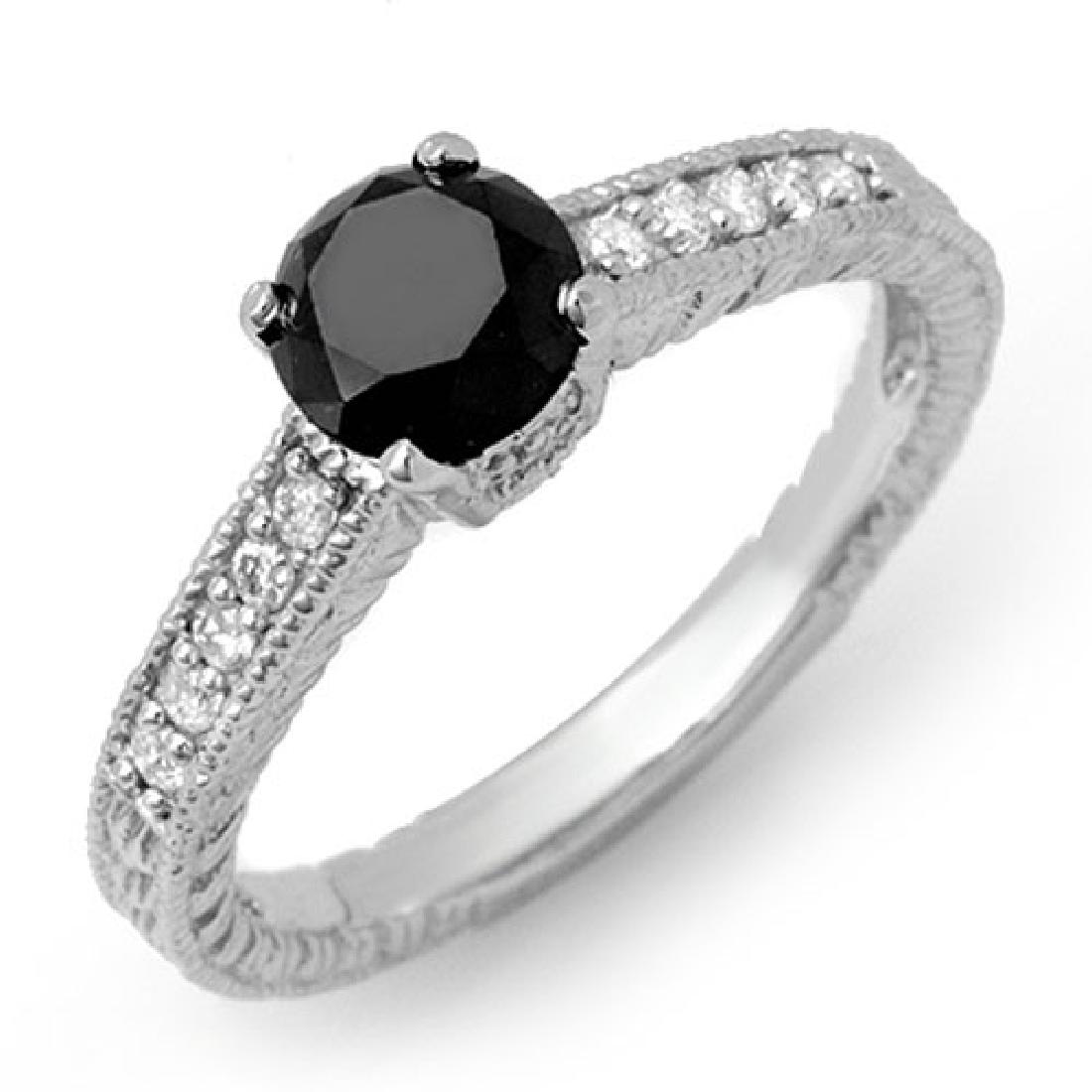 1.30 CTW VS Certified Black & White Diamond Solitaire: REF-57T3M -14030 ---- 1.30 CTW VS Certified Black & White Diamond Solitaire Ring 14K White Gold ---- Luxury Designer Brand Ring Appraised at $3,450 Certificate Number US14030 14k White gold, Ring Size