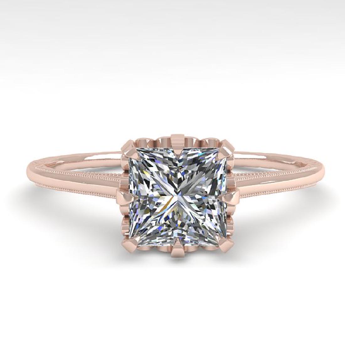 1.0 CTW VS/SI Princess Diamond Solitaire Engagement: REF-322F5N -35750 ---- 1.0 CTW VS/SI Princess Diamond Solitaire Engagement Ring size 7 18K Rose Gold ---- Luxury Designer Brand Ring Appraised at $19,350 Certificate Number US35750 18k Rose gold, Ring