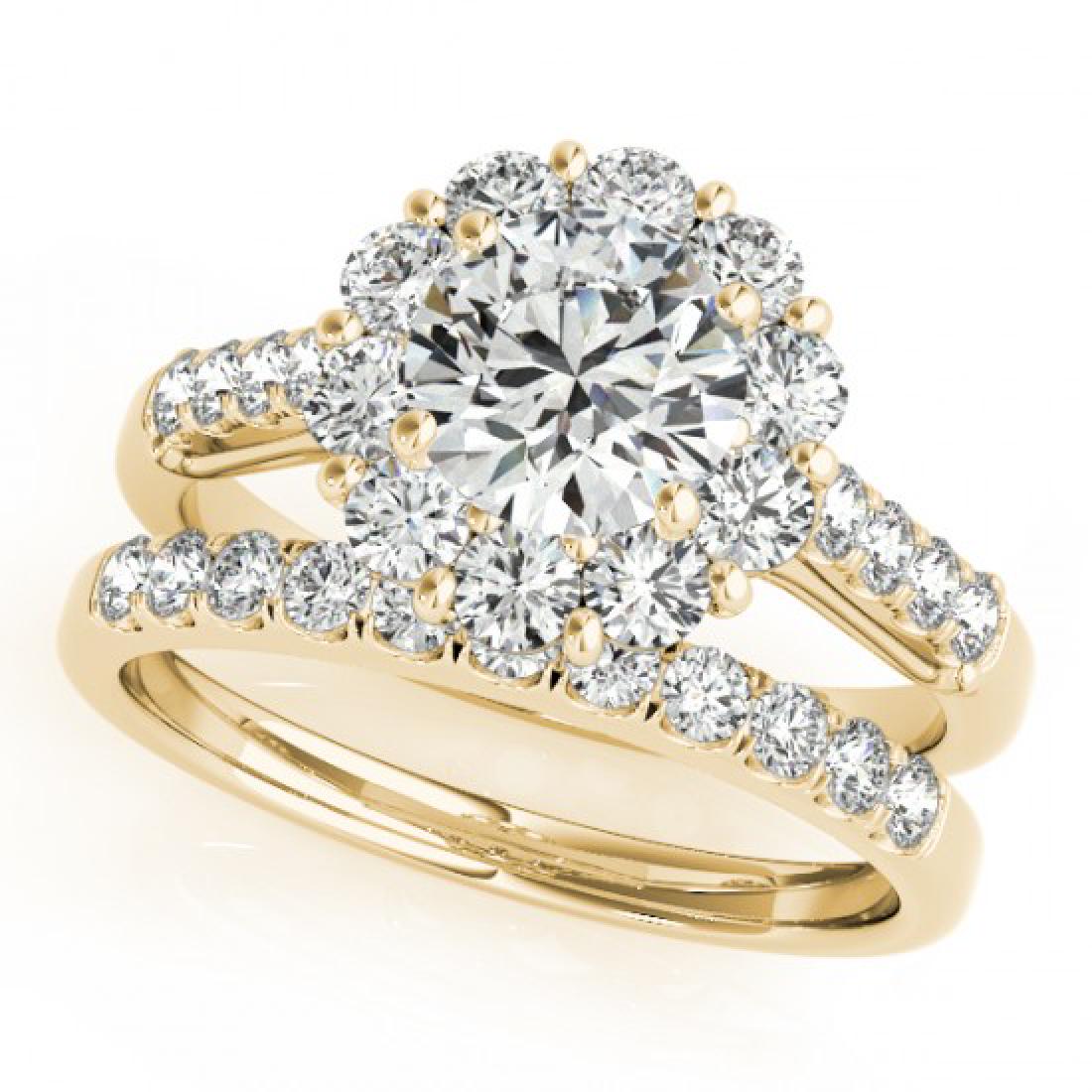 2.39 CTW Certified VS/SI Diamond 2Pc Wedding Set: REF-436K9W -30743 ---- 2.39 CTW Certified VS/SI Diamond 2Pc Wedding Set Solitaire Halo 14K Yellow Gold ---- Luxury Designer Brand 2 Pc Set Appraised at $21,650 Certificate Number US30743 14k Yellow go
