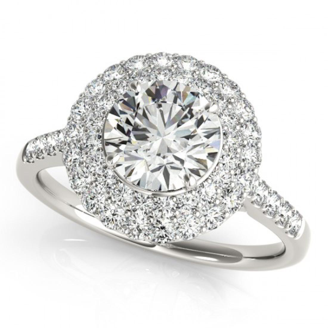 1.5 CTW Certified VS/SI Diamond Solitaire Halo Ring 18K: REF-229W5F -26452 ---- 1.5 CTW Certified VS/SI Diamond Solitaire Halo Ring 18K White Gold ---- Luxury Designer Brand Ring Appraised at $11,350 Certificate Number US26452 18k White gold, Ring Size is 7