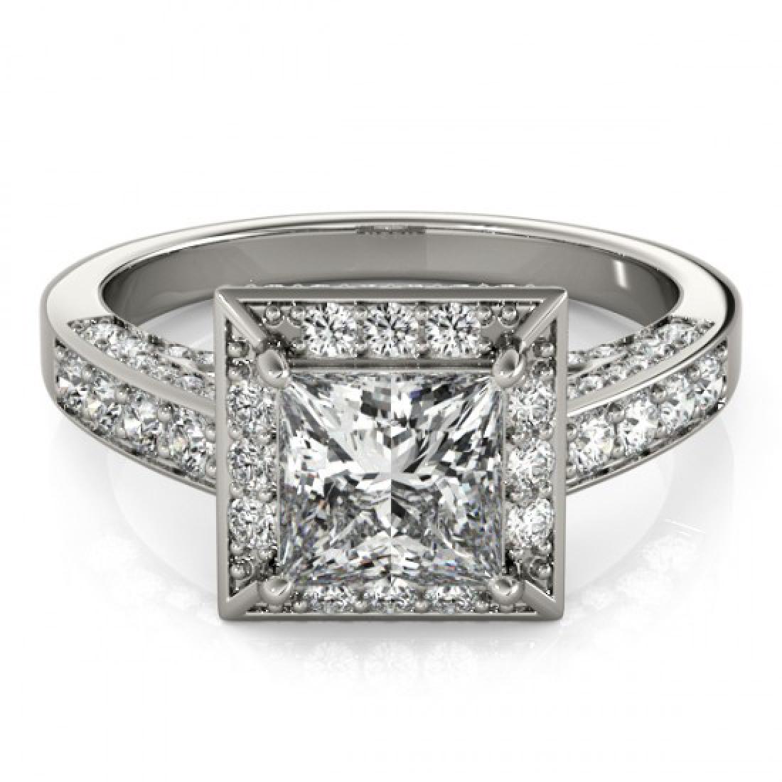 2.1 CTW Certified VS/SI Princess Diamond Solitaire Halo: REF-309M6H -27171 ---- 2.1 CTW Certified VS/SI Princess Diamond Solitaire Halo Ring 18K White Gold ---- Luxury Designer Brand Ring Appraised at $15,350 Certificate Number US27171 18k White gold, Ring 