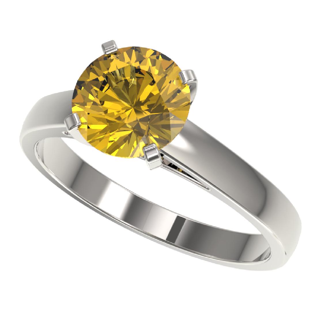 2 CTW Certified Intense Yellow SI Diamond Solitaire: REF-344K5W -33037 ---- 2 CTW Certified Intense Yellow SI Diamond Solitaire Engagement Ring 10K White Gold ---- Luxury Designer Brand Ring Appraised at $25,250 Certificate Number US33037 10k White gold