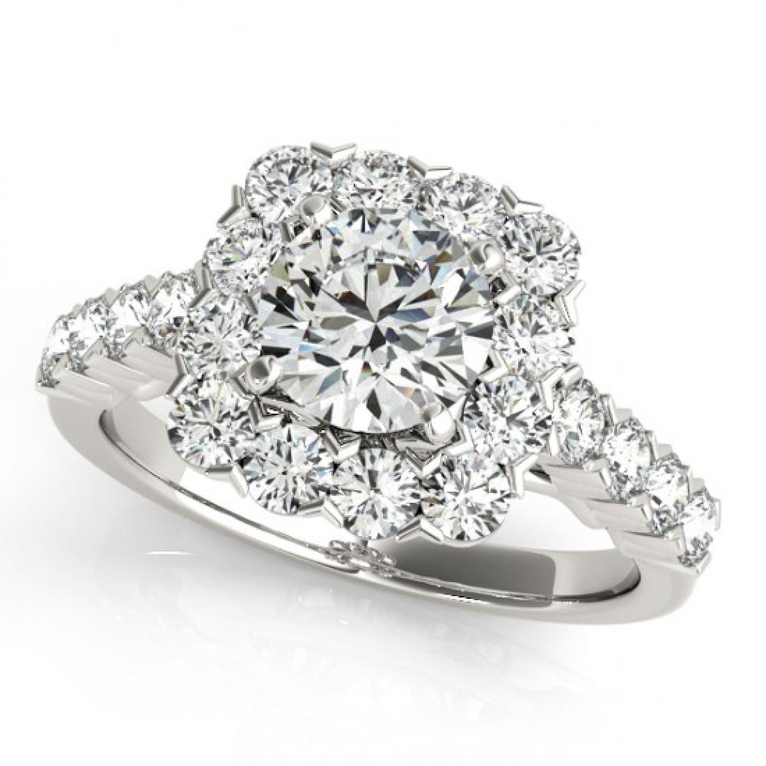 1.5 CTW Certified VS/SI Diamond Solitaire Halo Ring 18K: REF-161Y8K -26206 ---- 1.5 CTW Certified VS/SI Diamond Solitaire Halo Ring 18K White Gold ---- Luxury Designer Brand Ring Appraised at $8,900 Certificate Number US26206 18k White gold, Ring Size is 7,