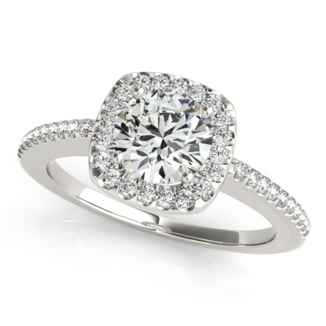 1.01 CTW Certified VS/SI Diamond Solitaire Halo Ring: REF-198F9N -26599 ---- 1.01 CTW Certified VS/SI Diamond Solitaire Halo Ring 18K White Gold ---- Luxury Designer Brand Ring Appraised at $10,950 Certificate Number US26599 18k White gold, Ring Size is 