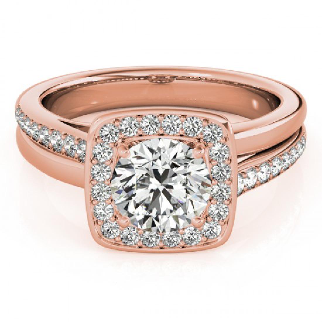 0.85 CTW Certified VS/SI Diamond Solitaire Halo Ring: REF-147F3N -26839 ---- 0.85 CTW Certified VS/SI Diamond Solitaire Halo Ring 18K Rose Gold ---- Luxury Designer Brand Ring Appraised at $8,100 Certificate Number US26839 18k Rose gold, Ring Size is 7, 