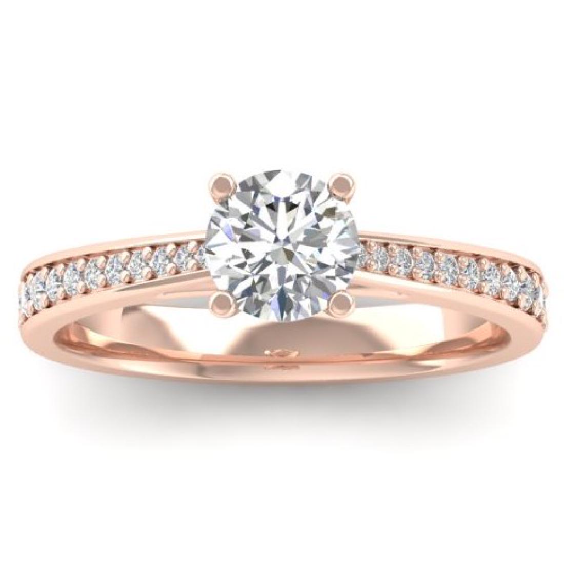 1.01 CTW Certified VS/SI Diamond Solitaire Art Deco: REF-176K5W -30382 ---- 1.01 CTW Certified VS/SI Diamond Solitaire Art Deco Ring 14K Rose Gold ---- Luxury Designer Brand Ring Appraised at $8,750 Certificate Number US30382 14k Rose gold, Ring Size is