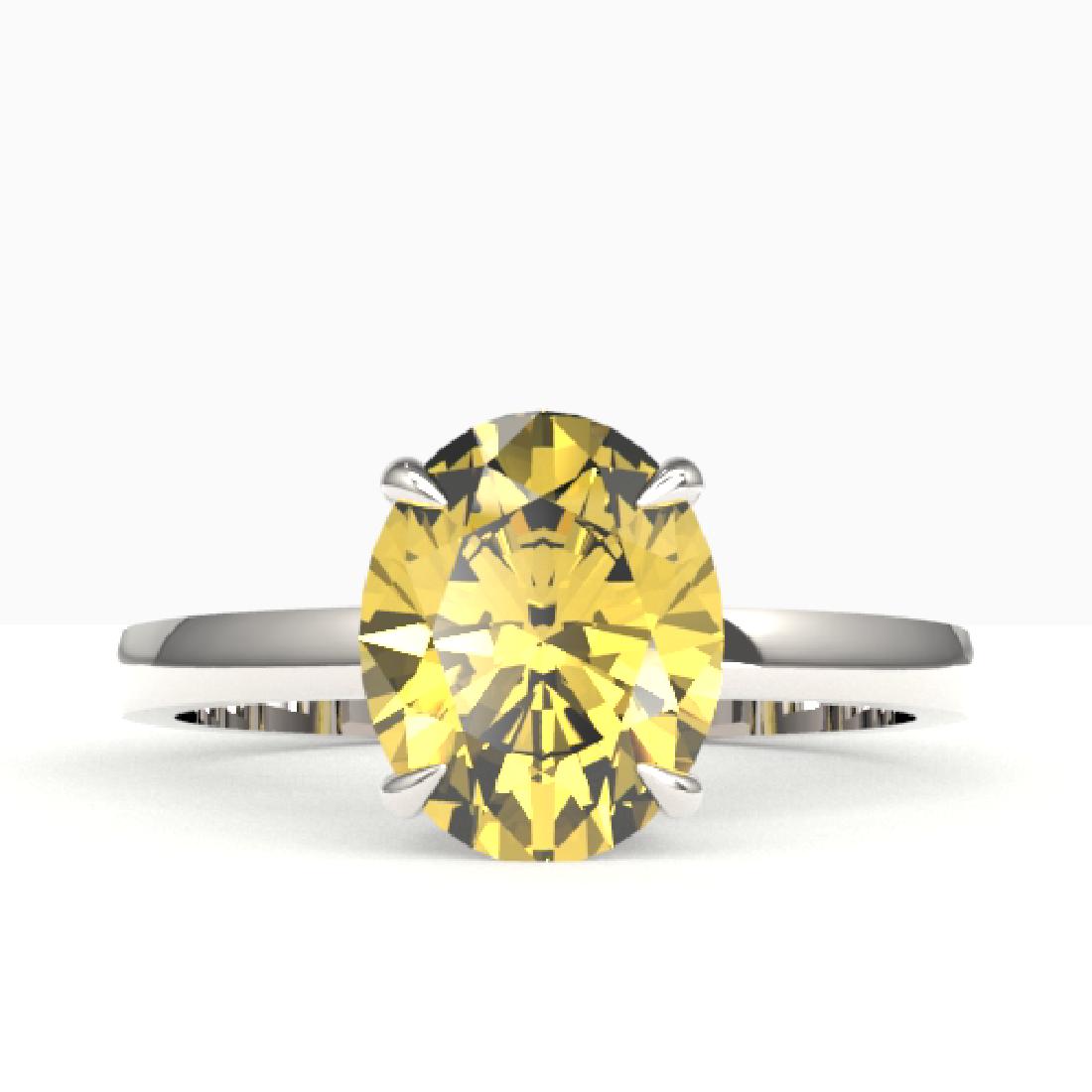 2.50 CTW Citrine Designer Inspired Solitaire Ring 18K: REF-36X2T -22058 ---- 2.50 CTW Citrine Designer Inspired Solitaire Ring 18K White Gold ---- Luxury Designer Brand Ring Appraised at $2,200 Certificate Number US22058 18k White gold, Ring Size is 7, Ri