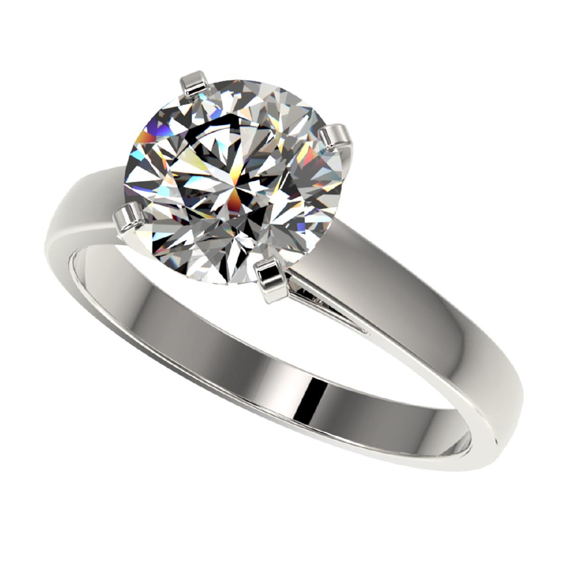 2.55 CTW Certified H-SI/I Quality Diamond Solitaire: REF-729W2F -36560 ---- 2.55 CTW Certified H-SI/I Quality Diamond Solitaire Engagement Ring 10K White Gold ---- Luxury Designer Brand Ring Appraised at $53,450 Certificate Number US36560 10k White gold