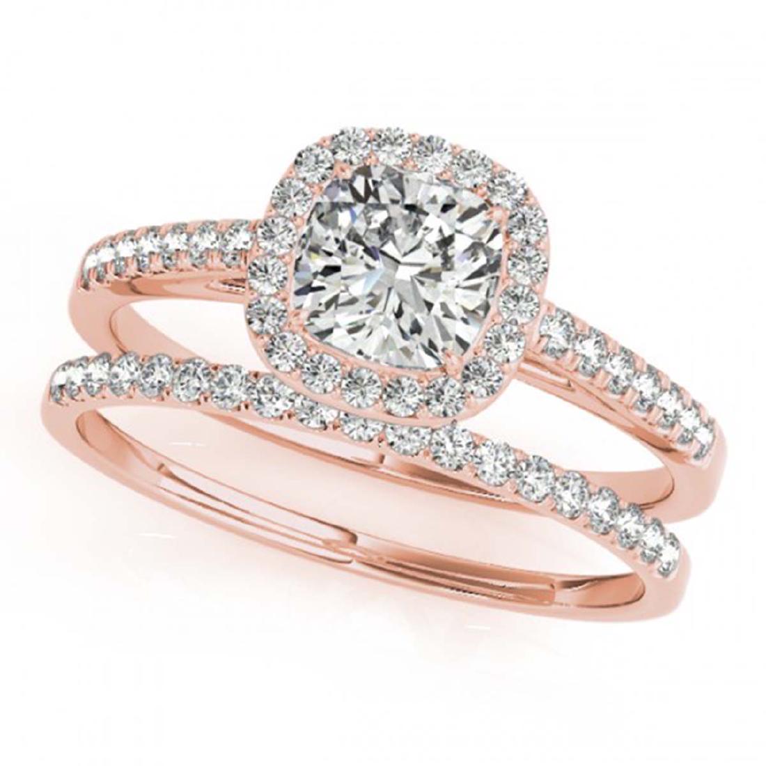 1.17 CTW Certified VS/SI Cushion Diamond 2Pc Set: REF-227T6M -31392 ---- 1.17 CTW Certified VS/SI Cushion Diamond 2Pc Set Solitaire Halo 14K Rose Gold ---- Luxury Designer Brand 2 Pc Set Appraised at $10,000 Certificate Number US31392 14k Rose gold, 