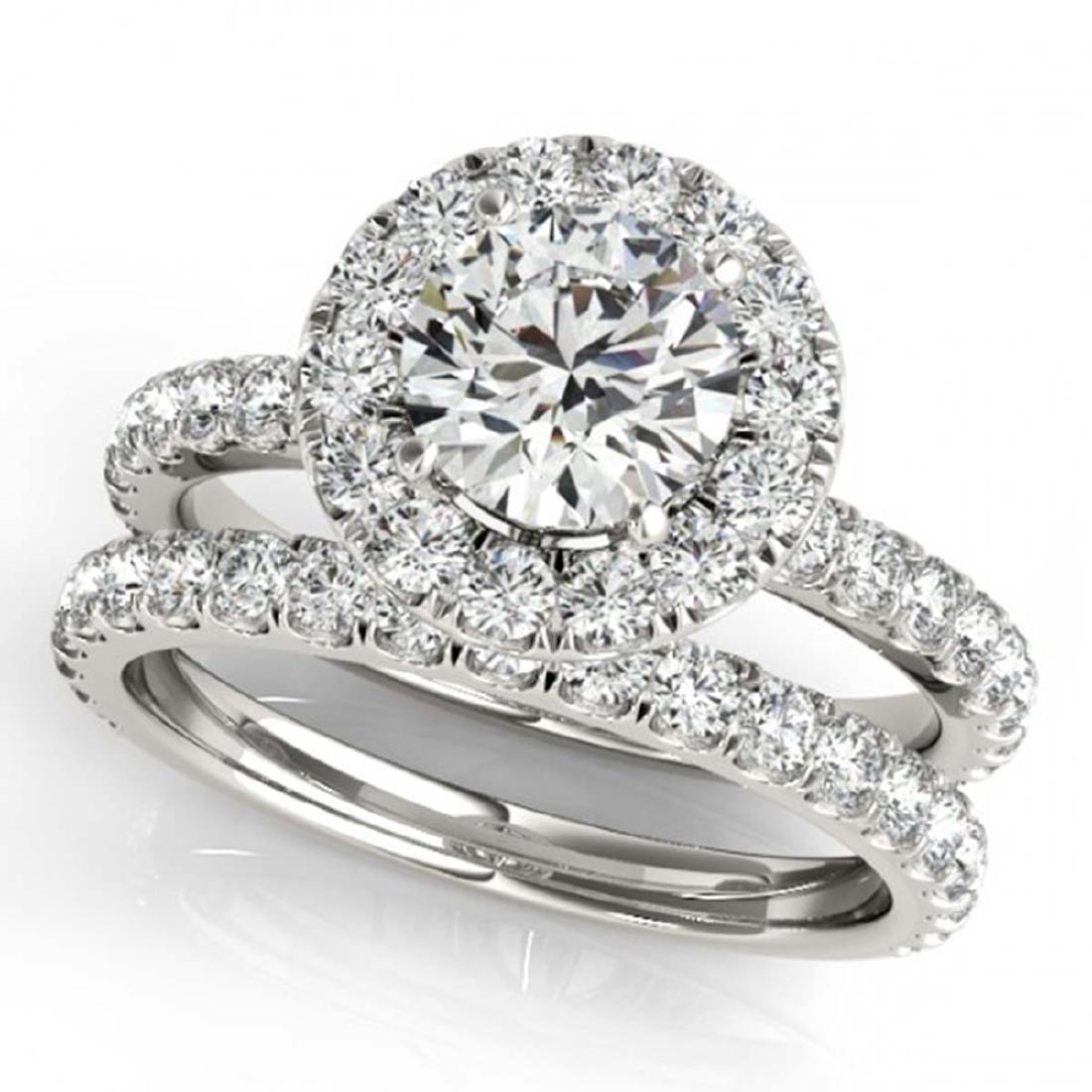 2.04 CTW Certified VS/SI Diamond 2Pc Wedding Set: REF-253X6T -30750 ---- 2.04 CTW Certified VS/SI Diamond 2Pc Wedding Set Solitaire Halo 14K White Gold ---- Luxury Designer Brand 2 Pc Set Appraised at $13,950 Certificate Number US30750 14k White gold