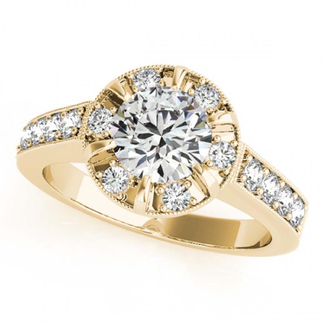 2 CTW Certified VS/SI Diamond Solitaire Halo Ring 18K: REF-471M5H -27041 ---- 2 CTW Certified VS/SI Diamond Solitaire Halo Ring 18K Yellow Gold ---- Luxury Designer Brand Ring Appraised at $26,700 Certificate Number US27041 18k Yellow gold, Ring Size is 7