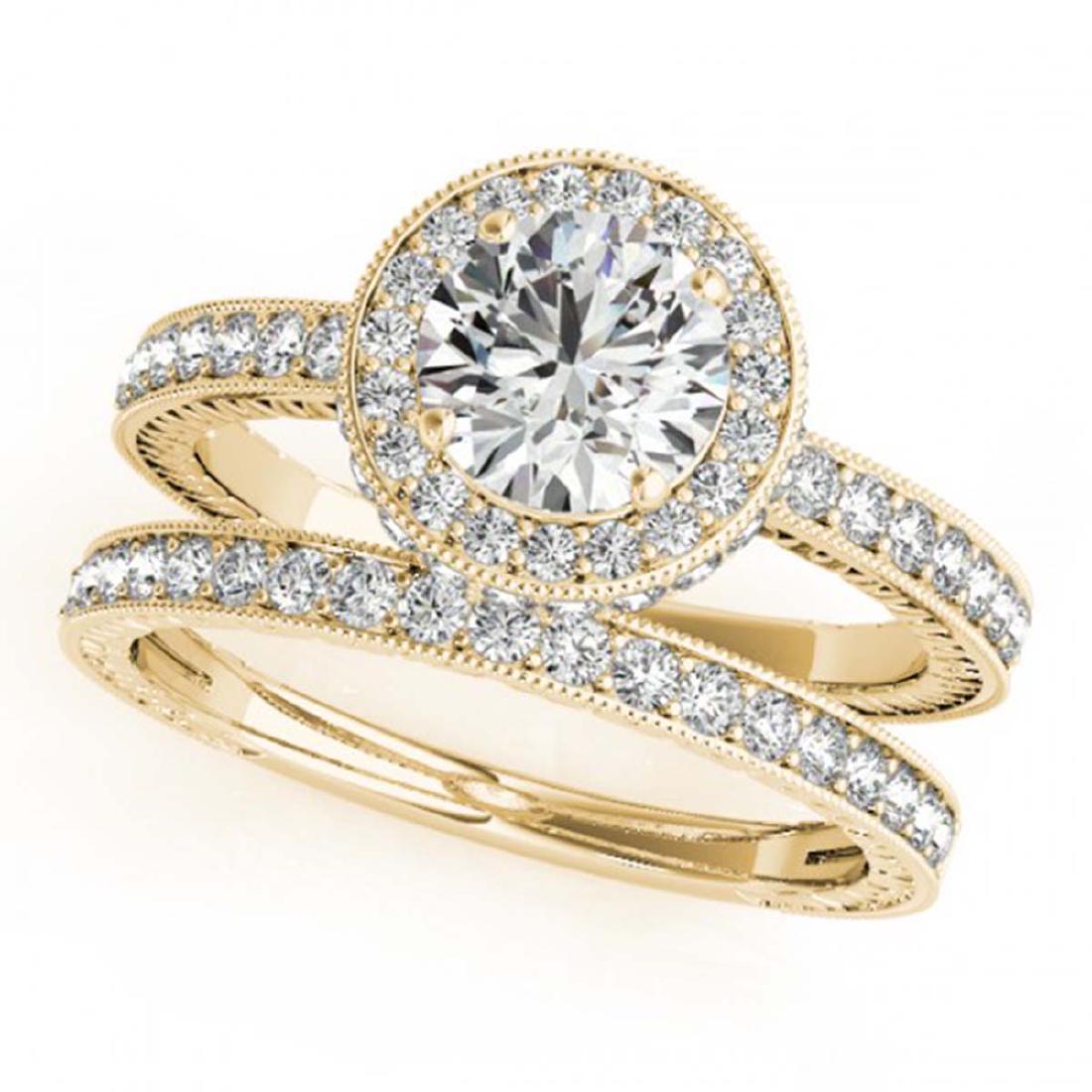 1.78 CTW Certified VS/SI Diamond 2Pc Wedding Set: REF-411X3T -31255 ---- 1.78 CTW Certified VS/SI Diamond 2Pc Wedding Set Solitaire Halo 14K Yellow Gold ---- Luxury Designer Brand 2 Pc Set Appraised at $20,350 Certificate Number US31255 14k Yellow go