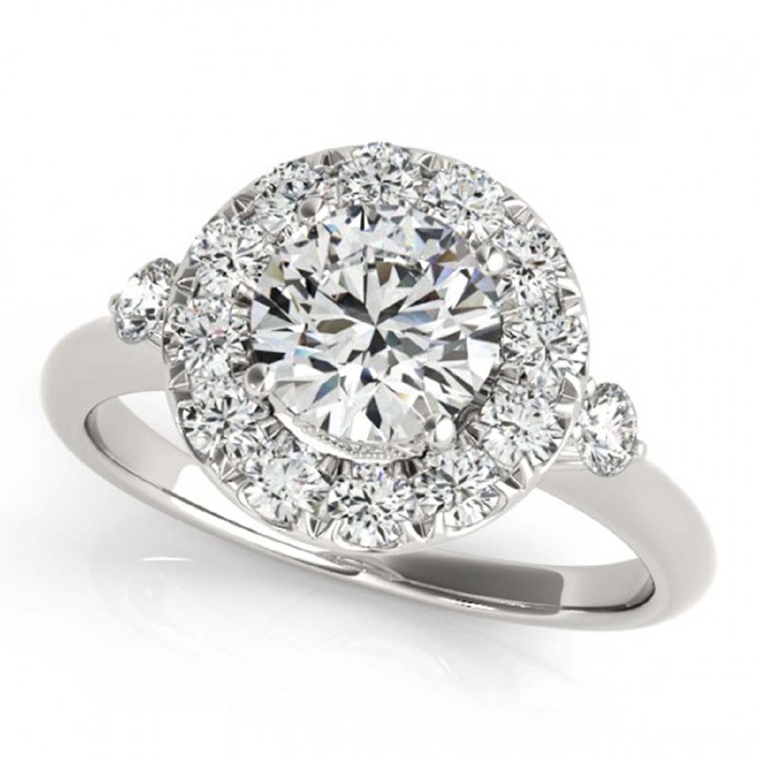 1.25 CTW Certified VS/SI Diamond Solitaire Halo Ring: REF-222Y2K -26308 ---- 1.25 CTW Certified VS/SI Diamond Solitaire Halo Ring 18K White Gold ---- Luxury Designer Brand Ring Appraised at $11,000 Certificate Number US26308 18k White gold, Ring Size is 