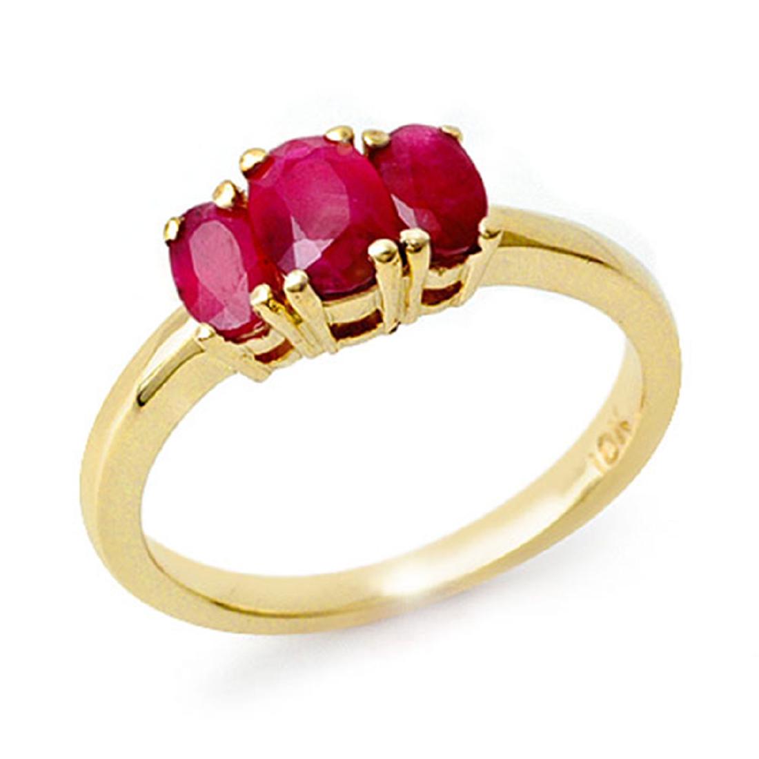 1.0 CTW Ruby Ring 10K Yellow Gold: REF-20T8M -12584 ---- 1.0 CTW Ruby Ring 10K Yellow Gold ---- Luxury Designer Brand Ring Appraised at $1,350 Certificate Number US12584 10k Yellow gold, Ring Size is 7, Ring measuring approx. 5/8" x 1/