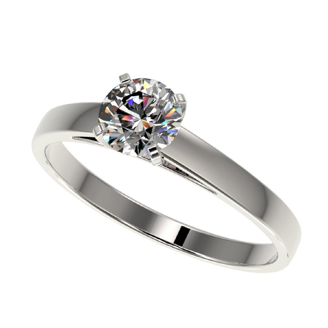 0.76 CTW Certified H-SI/I Quality Diamond Solitaire: REF-97X5T -36476 ---- 0.76 CTW Certified H-SI/I Quality Diamond Solitaire Engagement Ring 10K White Gold ---- Luxury Designer Brand Ring Appraised at $6,500 Certificate Number US36476 10k White gold, 