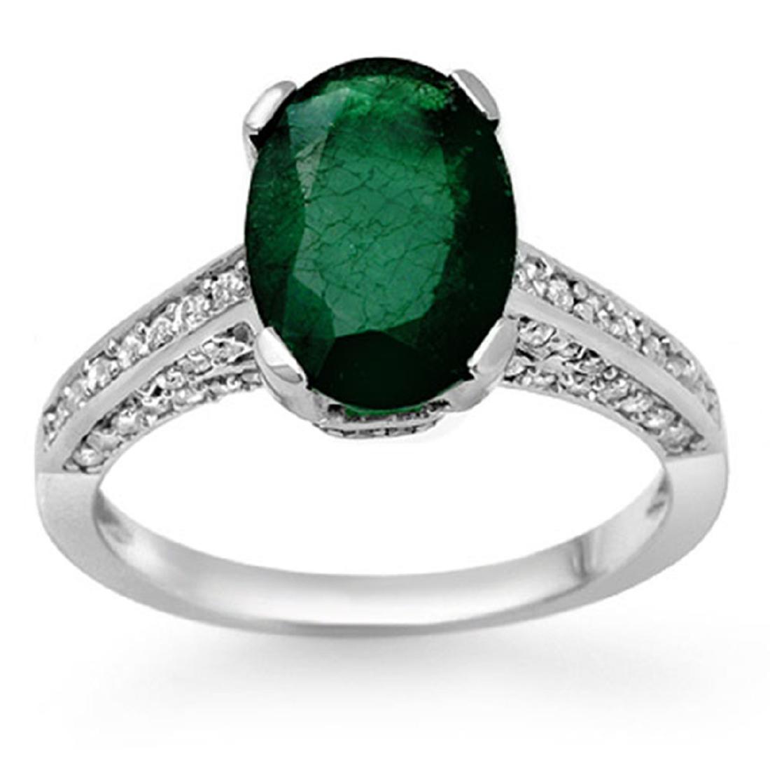 3.25 CTW Emerald & Diamond Ring 10K White Gold: REF-70F9N -11883 ---- 3.25 CTW Emerald & Diamond Ring 10K White Gold ---- Luxury Designer Brand Ring Appraised at $4,700 Certificate Number US11883 10k White gold, Ring Size is 6.5, Ring measuring app