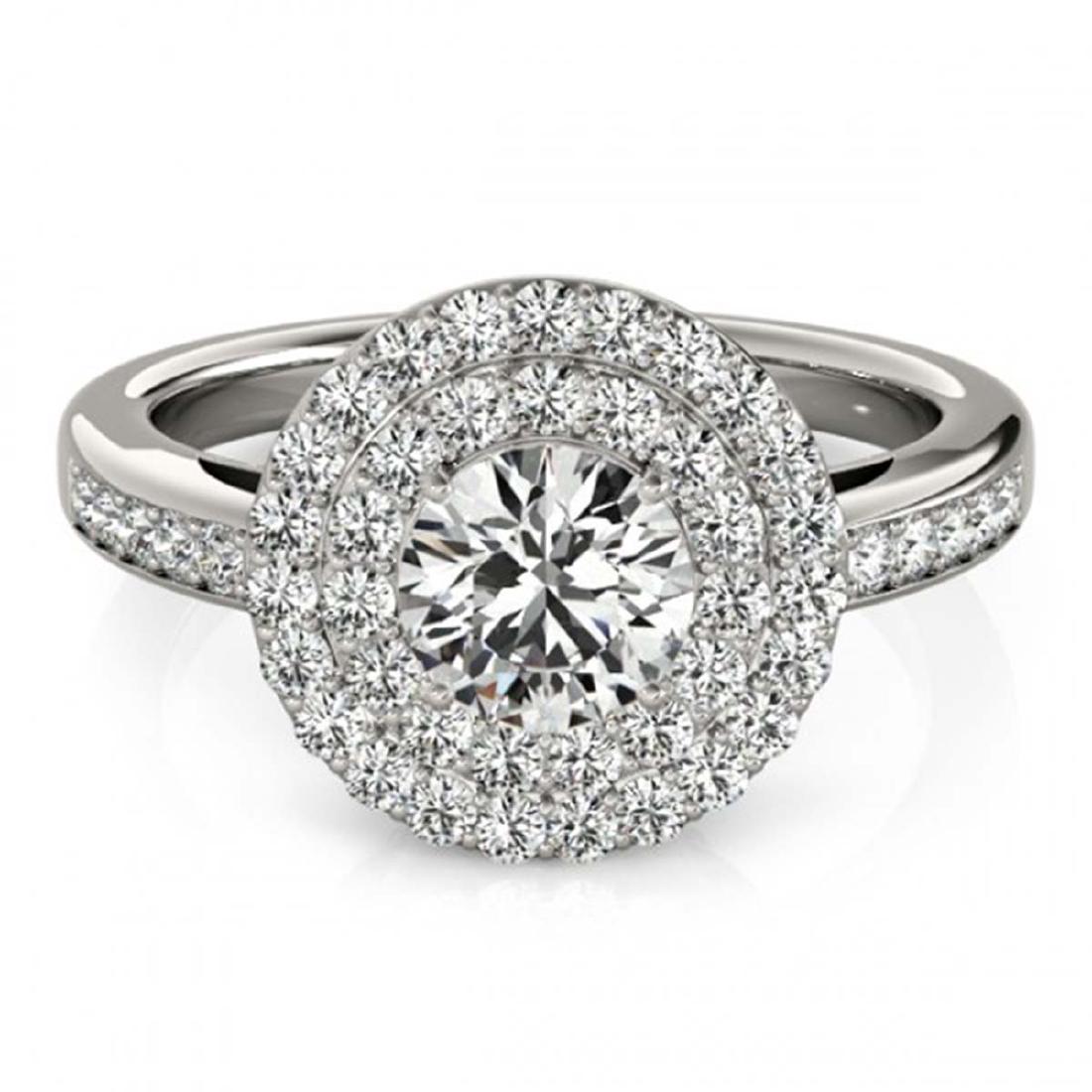 1.6 CTW Certified VS/SI Diamond Solitaire Halo Ring 18K: REF-234H4A -26458 ---- 1.6 CTW Certified VS/SI Diamond Solitaire Halo Ring 18K White Gold ---- Luxury Designer Brand Ring Appraised at $11,600 Certificate Number US26458 18k White gold, Ring Size is 7