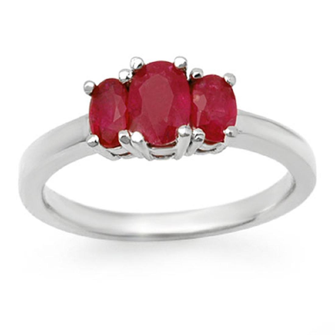 1.0 CTW Ruby Ring 10K White Gold: REF-20K8W -13712 ---- 1.0 CTW Ruby Ring 10K White Gold ---- Luxury Designer Brand Ring Appraised at $1,350 Certificate Number US13712 10k White gold, Ring Size is 7, Ring measuring approx. 5/8" x 1/4"