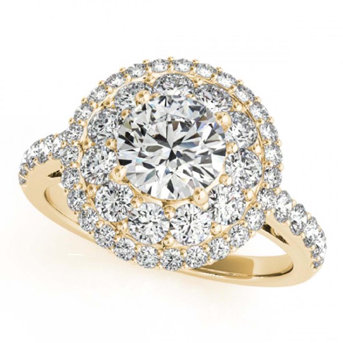 1.5 CTW Certified VS/SI Diamond Solitaire Halo Ring 18K: REF-180N2Y -26493 ---- 1.5 CTW Certified VS/SI Diamond Solitaire Halo Ring 18K Yellow Gold ---- Luxury Designer Brand Ring Appraised at $9,900 Certificate Number US26493 18k Yellow gold, Ring Size is 