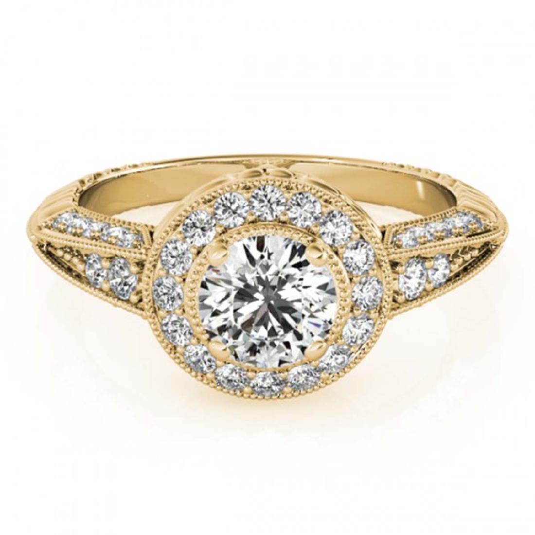 1 CTW Certified VS/SI Diamond Solitaire Halo Ring 18K: REF-147F3N -26984 ---- 1 CTW Certified VS/SI Diamond Solitaire Halo Ring 18K Yellow Gold ---- Luxury Designer Brand Ring Appraised at $8,100 Certificate Number US26984 18k Yellow gold, Ring Size is 7,