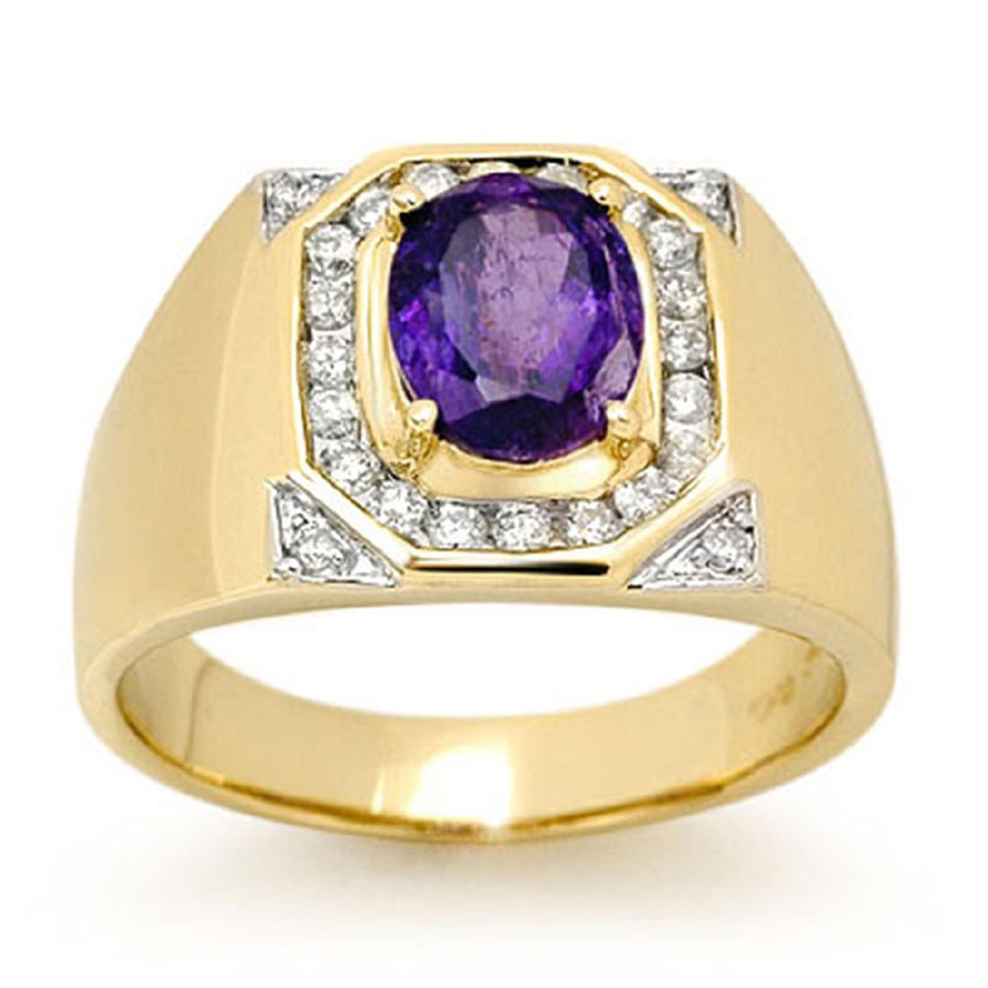 3.10 CTW Tanzanite & Diamond Men's Ring 14K Yellow Gold