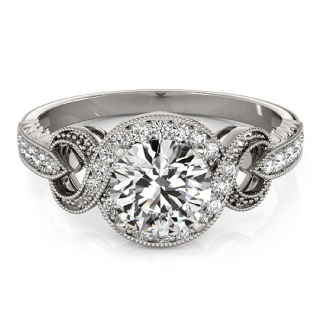 1.05 CTW Certified VS/SI Diamond Solitaire Halo Ring: REF-198T9M -26581 ---- 1.05 CTW Certified VS/SI Diamond Solitaire Halo Ring 18K White Gold ---- Luxury Designer Brand Ring Appraised at $10,950 Certificate Number US26581 18k White gold, Ring Size is 