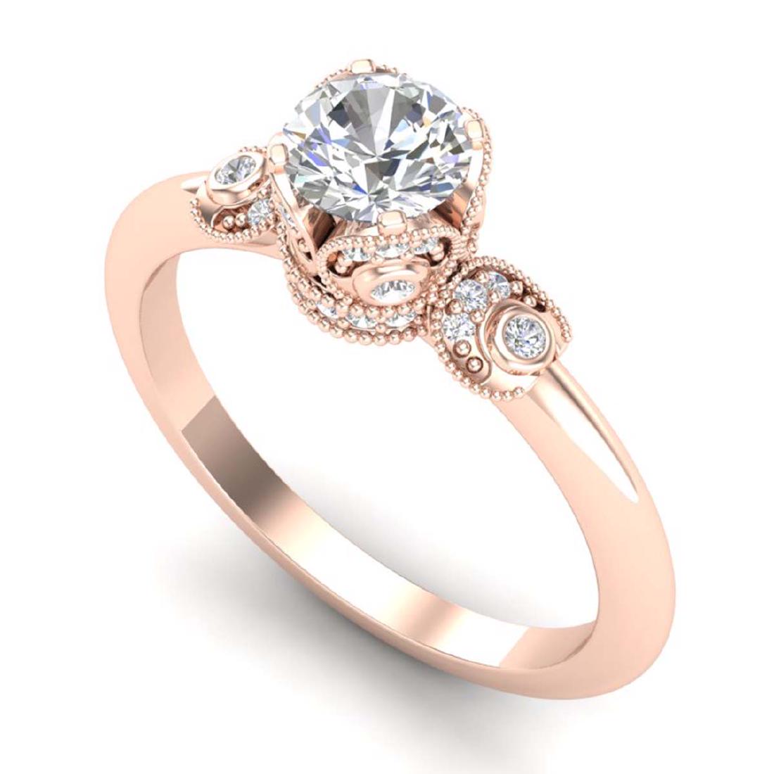 1 CTW VS/SI Diamond Solitaire Art Deco Ring 18K Rose: REF-157T5M -36852 ---- 1 CTW VS/SI Diamond Solitaire Art Deco Ring 18K Rose Gold ---- Luxury Designer Brand Ring Appraised at $9,550 Certificate Number US36852 18k Rose gold, Ring Size is 7, Ring meas