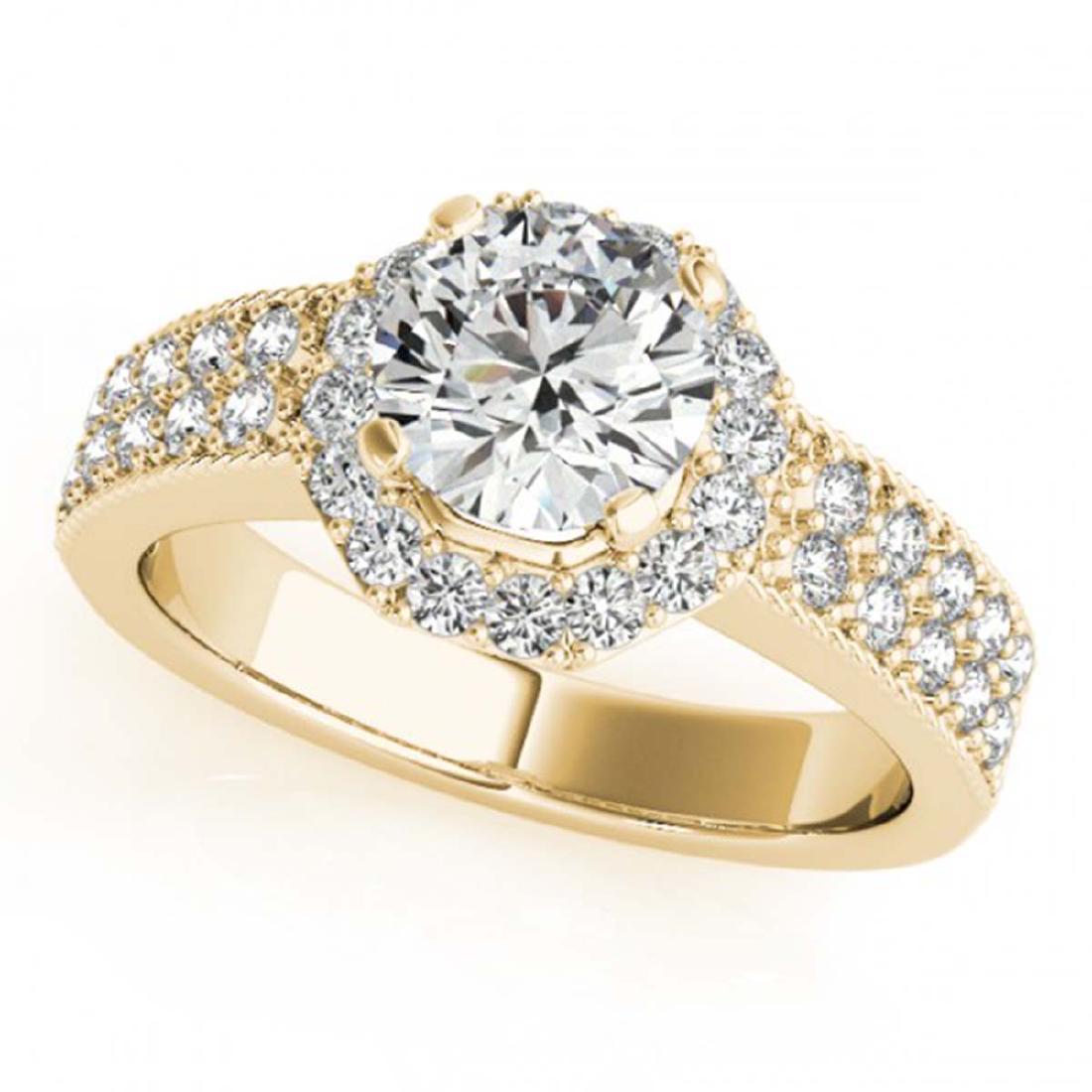 1.11 CTW VS/SI Diamond Solitaire Halo Ring 18K Yellow: REF-225G3N - SKU:27074 ---- 1.11 CTW Certified VS/SI Diamond Solitaire Halo Ring 18K Yellow Gold DEBEERA Designer Brand Luxury Jewelry, made in the USA DEBEERA Suggested Retail Price: $11,150 Factory 