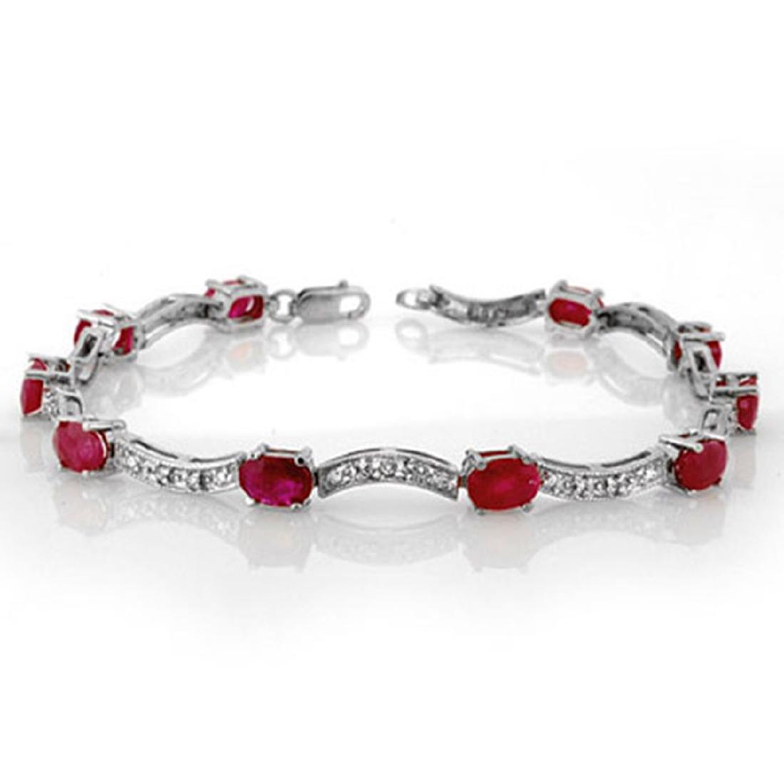 4.25 ctw Ruby & Diamond Bracelet 14K White Gold -: REF-78X2R - SKU:10184 ---- 4.25 ctw Ruby & Diamond Bracelet 14K White Gold Designer Brand Luxury Jewelry, made in the USA Suggested Retail Price: $5,600 Factory offers perfect factory sizing, for all 