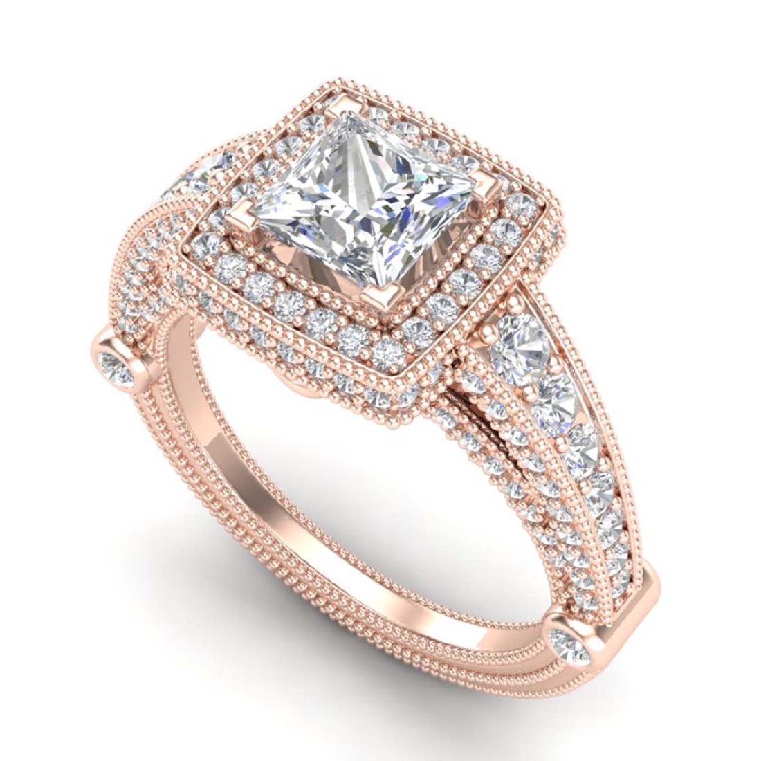 2.53 ctw Princess VS/SI Diamond Solitaire Art Deco Ring: REF-509K3W - SKU:37125 ---- 2.53 ctw Princess VS/SI Diamond Solitaire Art Deco Ring 18K Rose Gold Designer Brand Luxury Jewelry, made in the USA Suggested Retail Price: $28,000 Factory offers perfect 