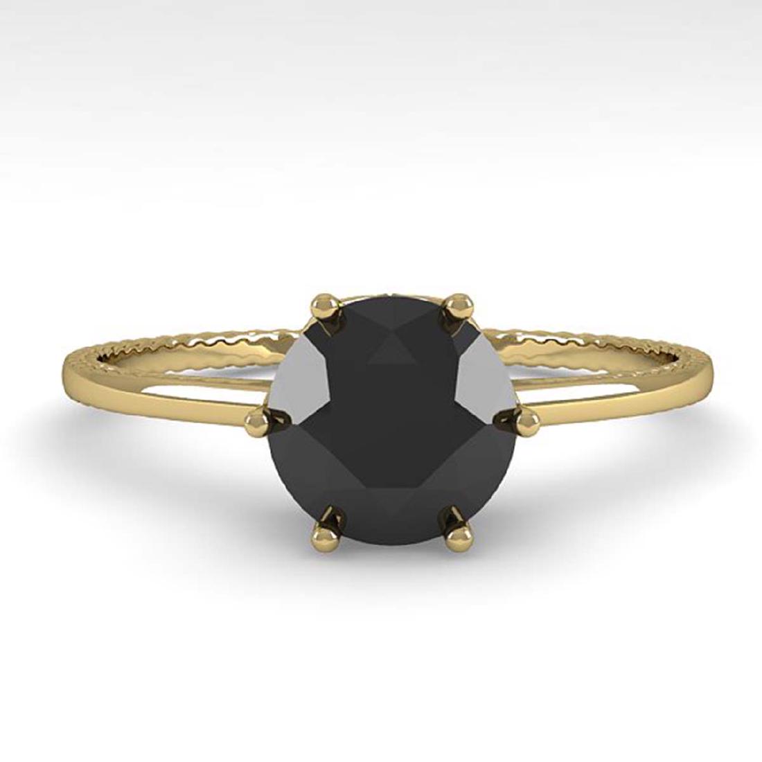 1.0 ctw Black Diamond Solitaire Ring 18K Yellow Gold -: REF-44H3M - SKU:35902 ---- 1.0 ctw Black Diamond Solitaire Ring 18K Yellow Gold Designer Brand Luxury Jewelry, made in the USA Suggested Retail Price: $2,350 Factory offers perfect factory sizing, for