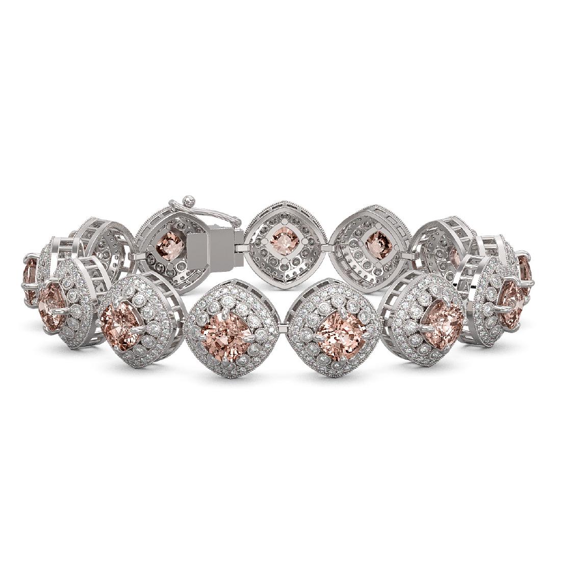 31.35 ctw Morganite & Diamond Bracelet 14K White Gold -: REF-1063N3A - SKU:44165 ---- 31.35 ctw Morganite & Diamond Bracelet 14K White Gold Designer Brand Luxury Jewelry, made in the USA Suggested Retail Price: $52,600 Factory offers perfect factory sizing,