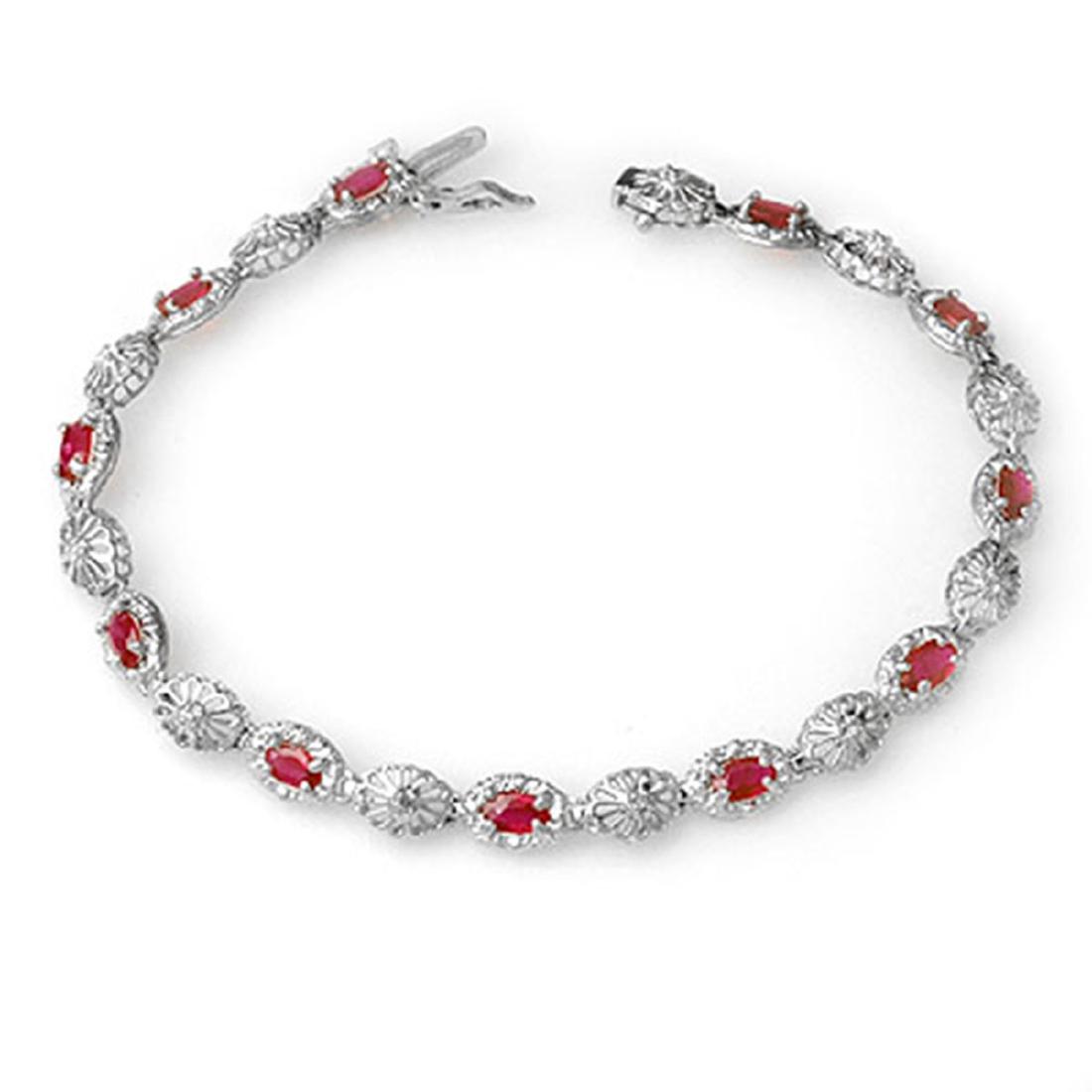 4.17 ctw Ruby & Diamond Bracelet 10K White Gold -: REF-67X3R - SKU:14302 ---- 4.17 ctw Ruby & Diamond Bracelet 10K White Gold Designer Brand Luxury Jewelry, made in the USA Suggested Retail Price: $4,450 Factory offers perfect factory sizing, for all 