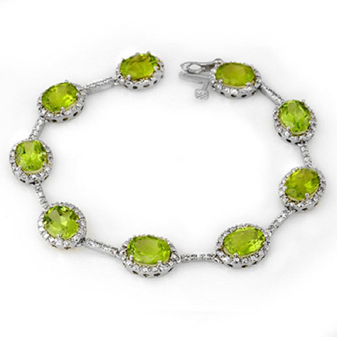 20.33 ctw Peridot & Diamond Bracelet 10K White Gold -: REF-103N3A - SKU:11013 ---- 20.33 ctw Peridot & Diamond Bracelet 10K White Gold Designer Brand Luxury Jewelry, made in the USA Suggested Retail Price: $7,400 Factory offers perfect factory sizing, for