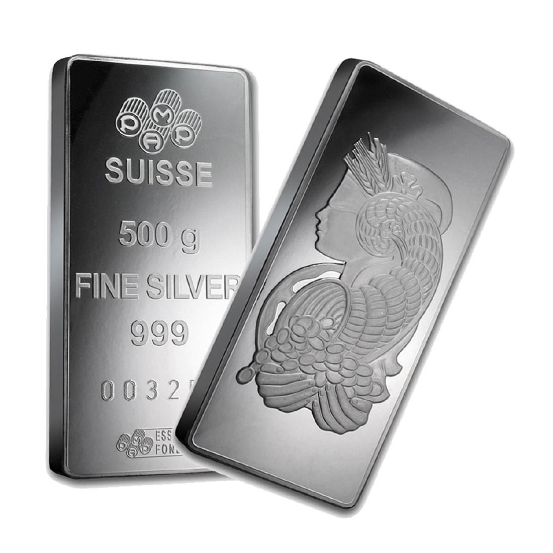 One piece 500 gram 0.999 Fine Silver Bar PAMP Suisse: SKU: 35835 ---- One piece 500 gram 0.999 Fine Silver Bar PAMP Suisse Fortuna - REF#35835US Jewelry Liquidation welcomes you to our sought-after auction. With more than 55 years in the fine jewelry liq