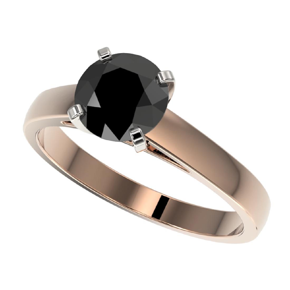 1.50 ctw Fancy Black Diamond Solitaire Ring 10K Rose: REF-49A5V - SKU:33023 ---- 1.50 ctw Fancy Black Diamond Solitaire Ring 10K Rose Gold Designer Brand Luxury Jewelry, made in the USA Suggested Retail Price: $2,300 Factory offers perfect factory sizing