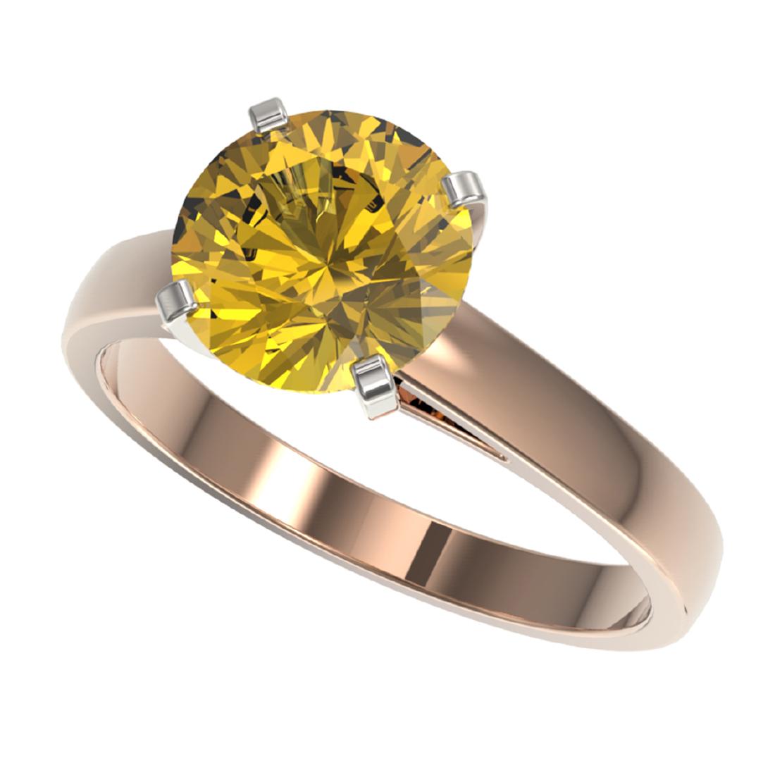 2.50 ctw Intense Yellow Diamond Solitaire Ring 10K Rose: REF-690M2F - SKU:33048 ---- 2.50 ctw Intense Yellow Diamond Solitaire Ring 10K Rose Gold Designer Brand Luxury Jewelry, made in the USA Suggested Retail Price: $32,200 Factory offers perfect factory s